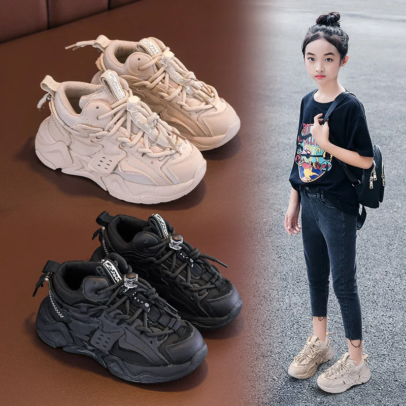

Size 23-37 Girls Boots Winter Children's Cotton Shoes Plush Thick Soles Non Slip Spring Casual Sneakers Fashion Tennis Shoes