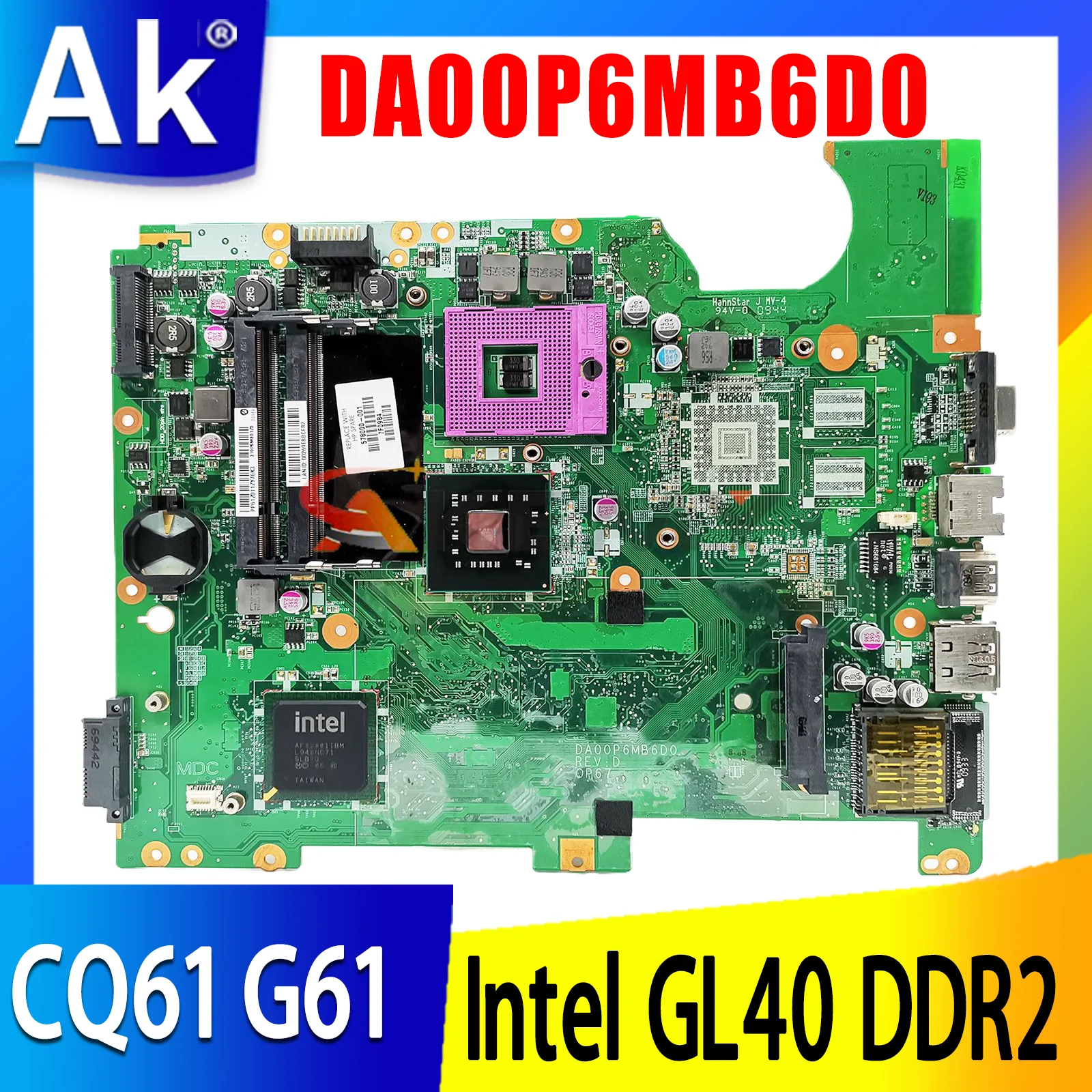 577997-001 577997-501 577997-601 для ноутбука HP Compaq Presario CQ61 G61 материнская плата DA00P6MB6D0 с Intel GL40 DDR2 100% протестирована 577997-001 577997-501 577997-601 для ноутбука HP Compaq Presario CQ61 G61 материнская плата DA00P6MB6D0 с Intel GL40 DDR2 100% протестирована