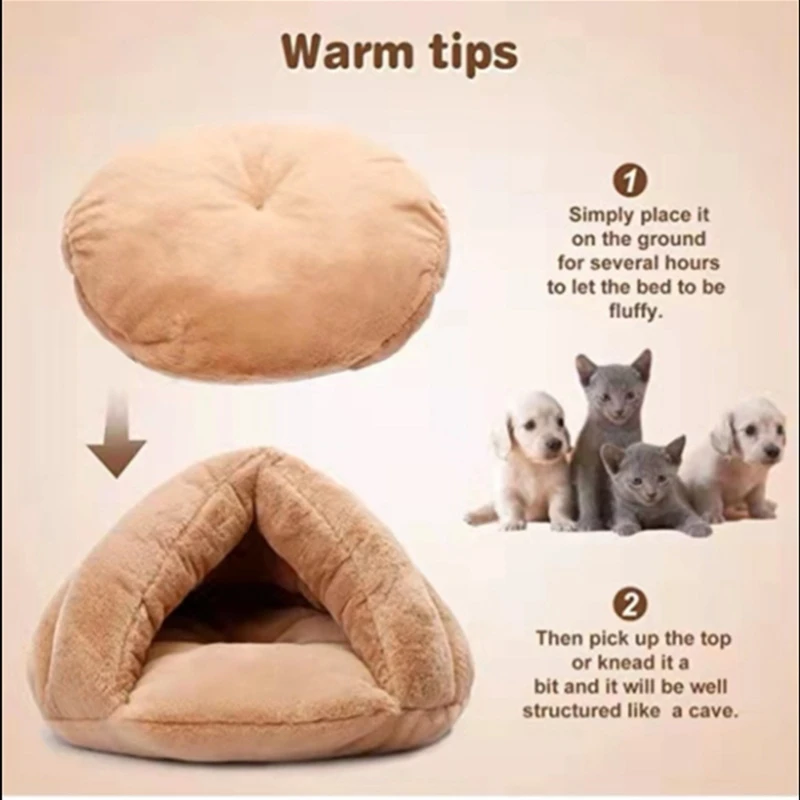 

Self Warming Plush Pet Bed Cat Cave Pet Tent Cave Bed Cozy Cat Sleeping Bag Snooze Mat For Winter Pets Cats Small Dogs Durable