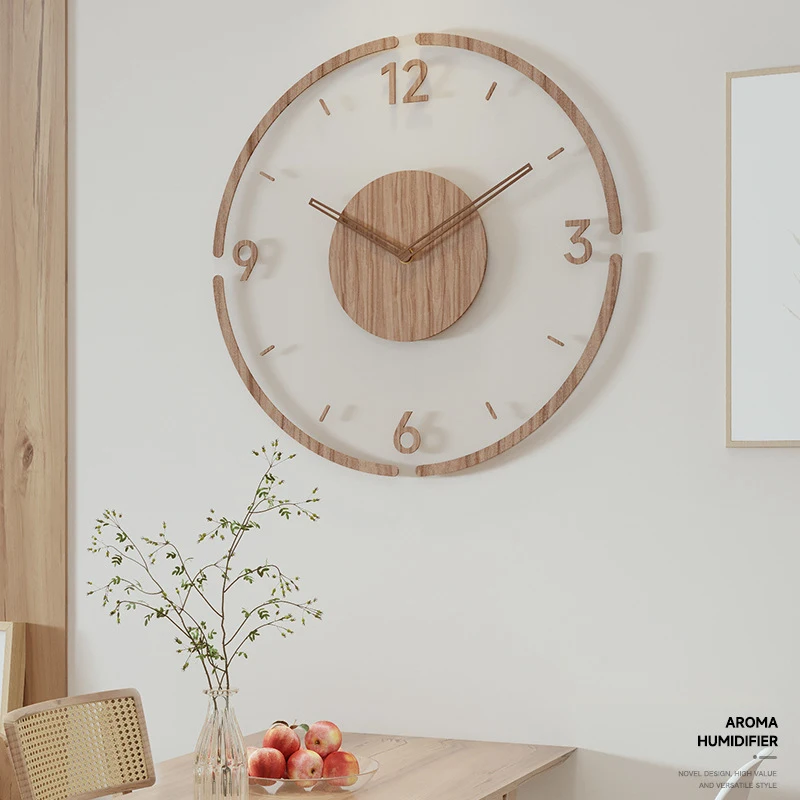 

Solid Wood Creative Silent Quartz Clock Wall Clock 35cm Clock Wall New Solid Wood Creative Mute Nordic Minimalist
