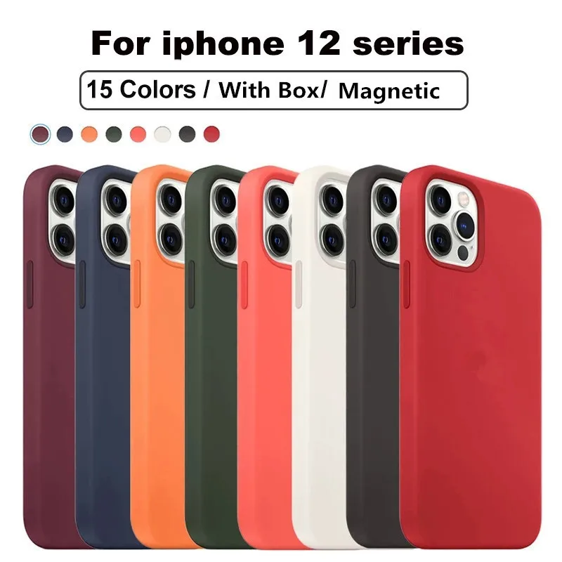 

For iPhone 12 Pro Max 12Mini 12Pro 12 With Box Original Liquid Silicone Magnetic For Magsafing Luxury Wireless Charge Cover Case