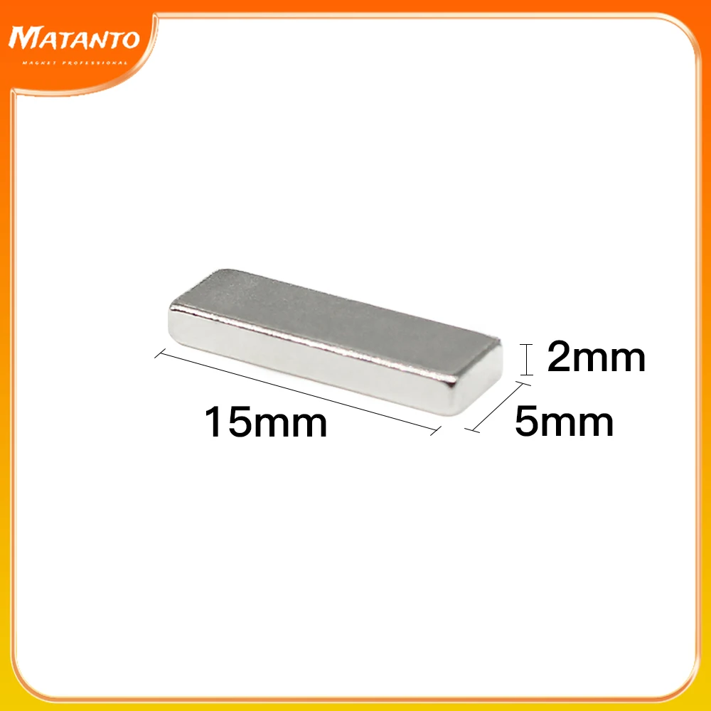 

10/20/50/100/150/200/300PCS 15x5x2 Block Search Magnet Strong N35 Quadrate Permanent Neodymium Magnet Sheet 15x5x2mm 15*5*2 mm