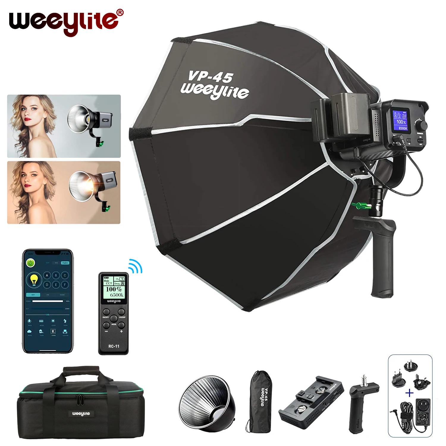 

Weeylite Ninja200 LED Continuous Video Light Bi-Color Lighting Kit Dimmable COBLED Studio Lights For Photography Video Recording
