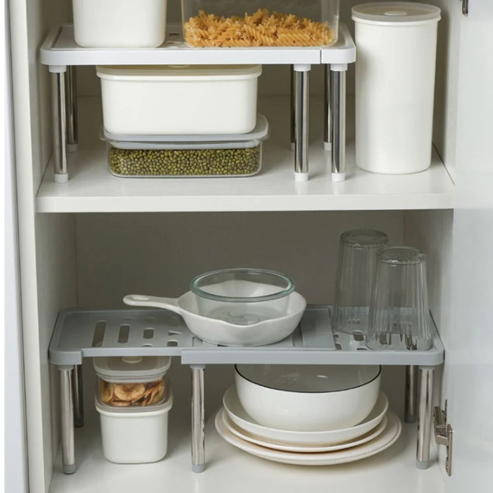 adjustable kitchen storage shelf bathroom floor stand stainless sink racks spice bottle holders home foldable cabinet organizer free global shipping