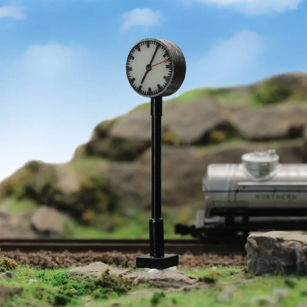 Layout Train Scene Model Craft Dollhouse Ornament Retro Bell Figurines Miniature Railway Station Clock Sand Table