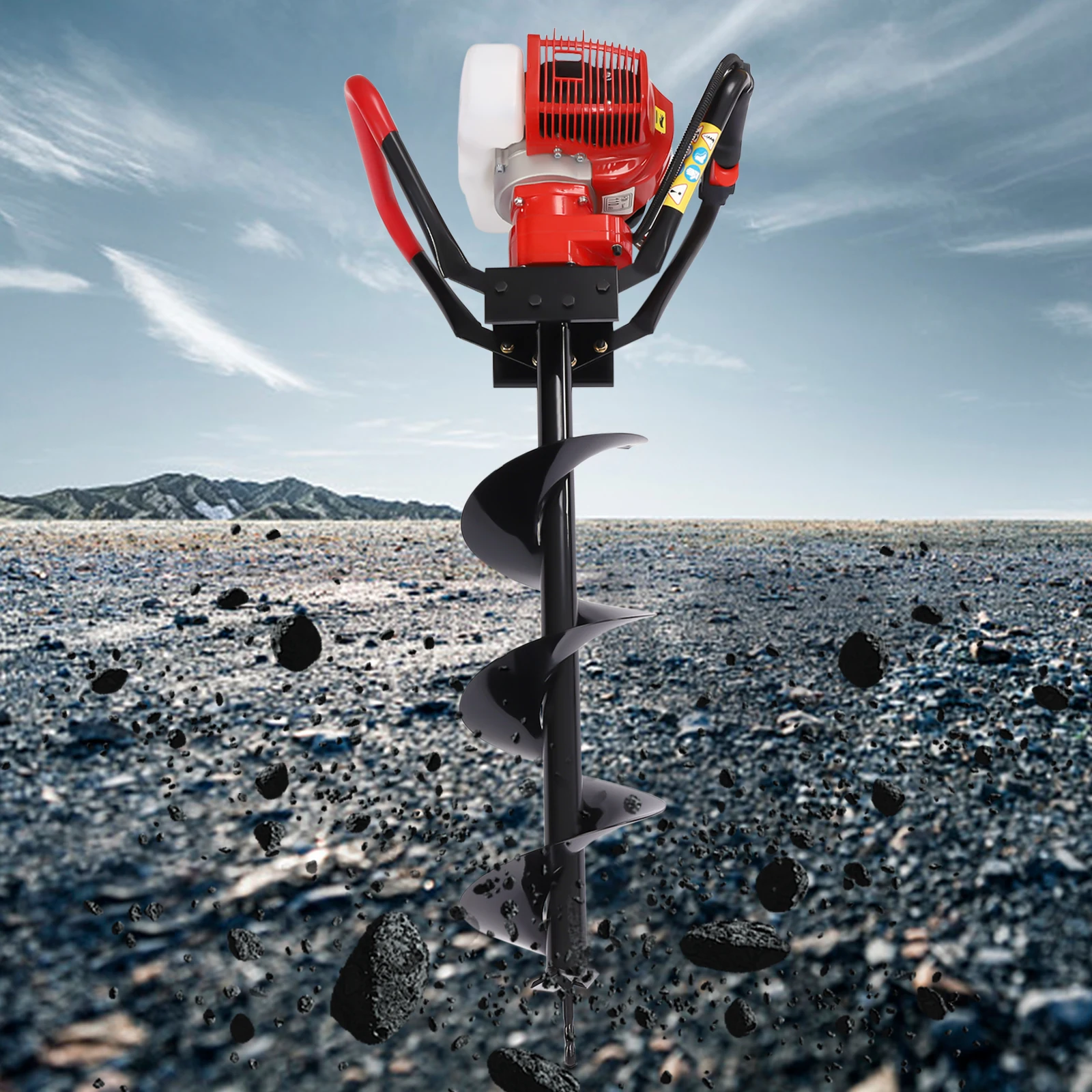 43CC 2-Stroke 1.7HP Gas Power Earth Auger Post Hole Digger Borer Machine +8