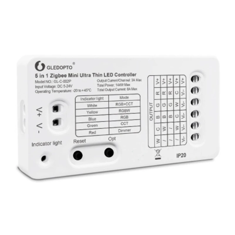 

3X GLEDOPTO Zigbee 3.0 DC5-24V Mini 5 In 1 RGBCCT/RGBW/RGB/Dimmer LED Light Strip Controller For TV Backlight Lighting