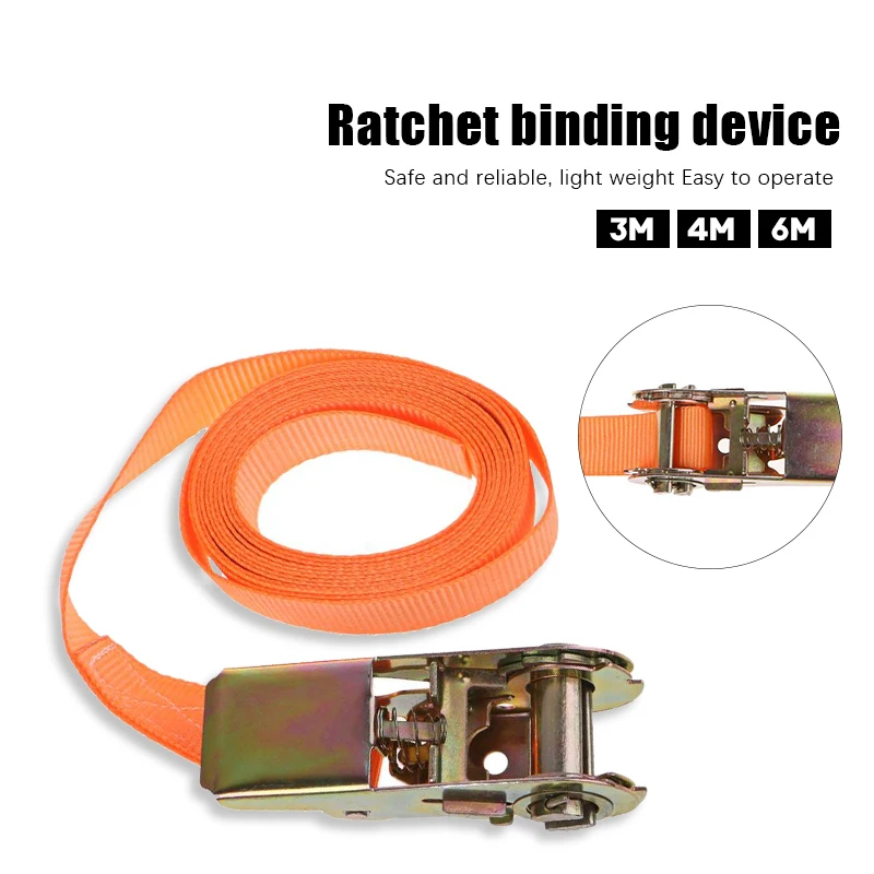 New Orange Tensioning Belts Porable Heavy Duty Tie Down Cargo Strap Luggage Lashing Strong Ratchet Strap Belt With Metal Buckle