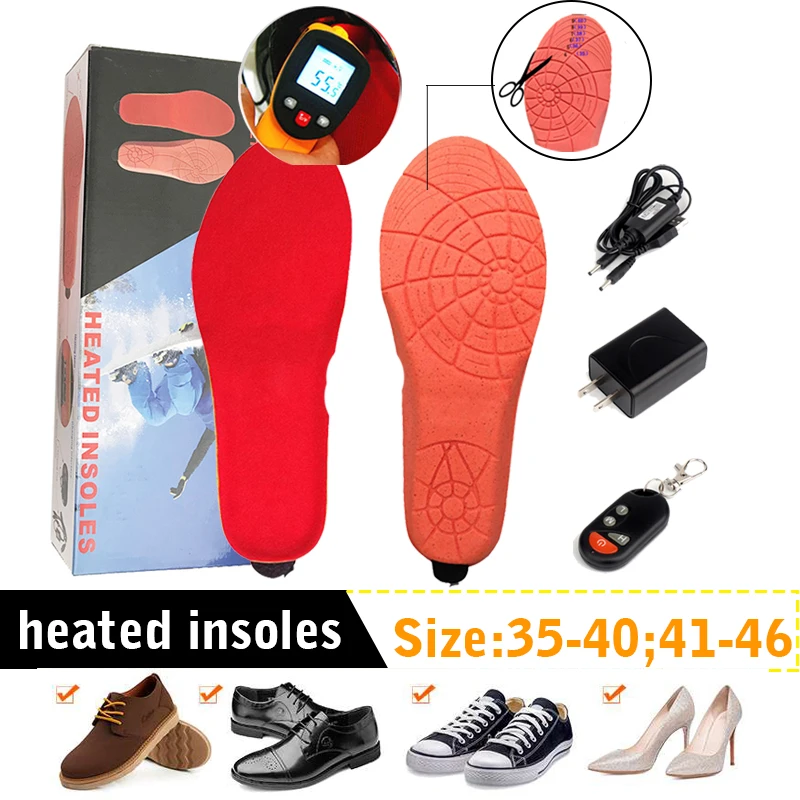 

1800mAh Heated Insoles with Remote Control Winter Warmer Shoes Pad Heating Insoles for Skiing Hunting Shoes Accessories 35-46