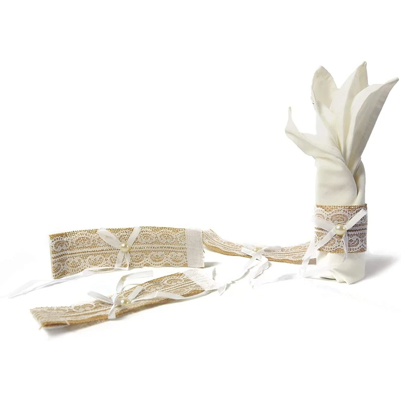 8 шт. кружевные кольца для салфеток в деревенском стиле ручная работа мешковина