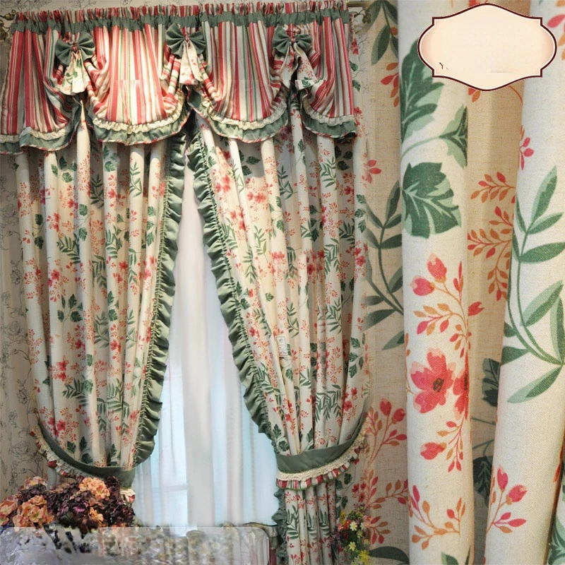 

Занавески в американском сельском пасторальном стиле для гостиной, балкона, полузатемненные утолщенные кружевные занавески на заказ