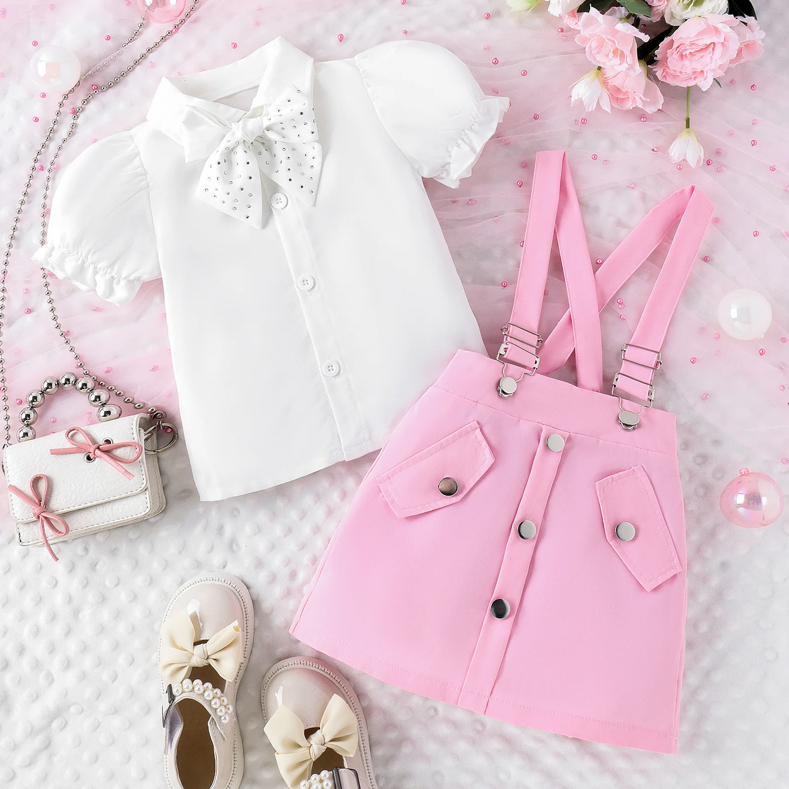 Детские комплекты летняя пузырчатая рубашка с коротким рукавом отложным