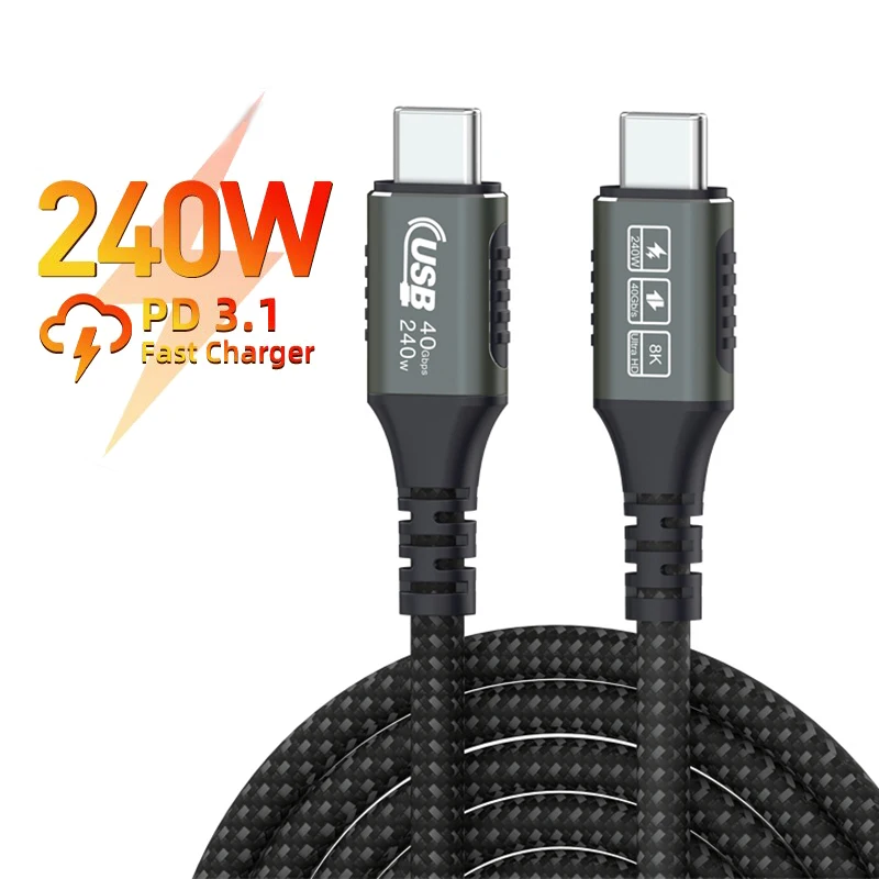 

Кабель USB Type-C в Type-C, 240 Вт, кабель для быстрой зарядки и передачи данных, 8K @ 60 Гц