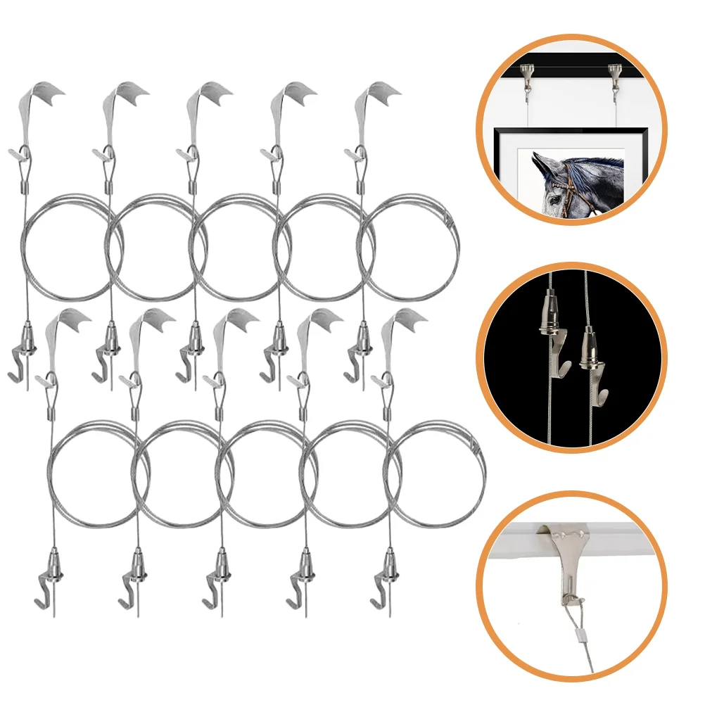 

Hanging Picture Wire Kit Hooks Frame Photo Hook Hangers Wall Pictures Screws Frames Adjustable Rail System