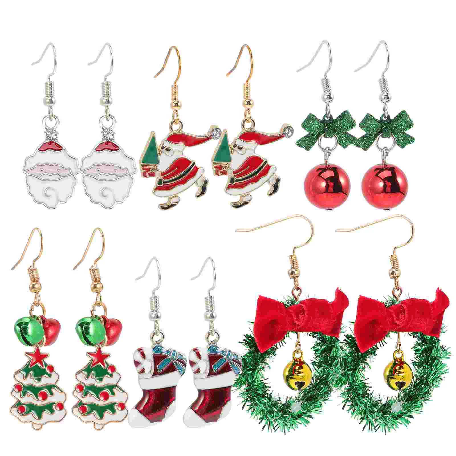 

Earrings Dangle Christmasearstud Dropdecorations Alloy Girlsjingle Bell Tree Bow Thanksgiving Hook Santa Festival Snowman
