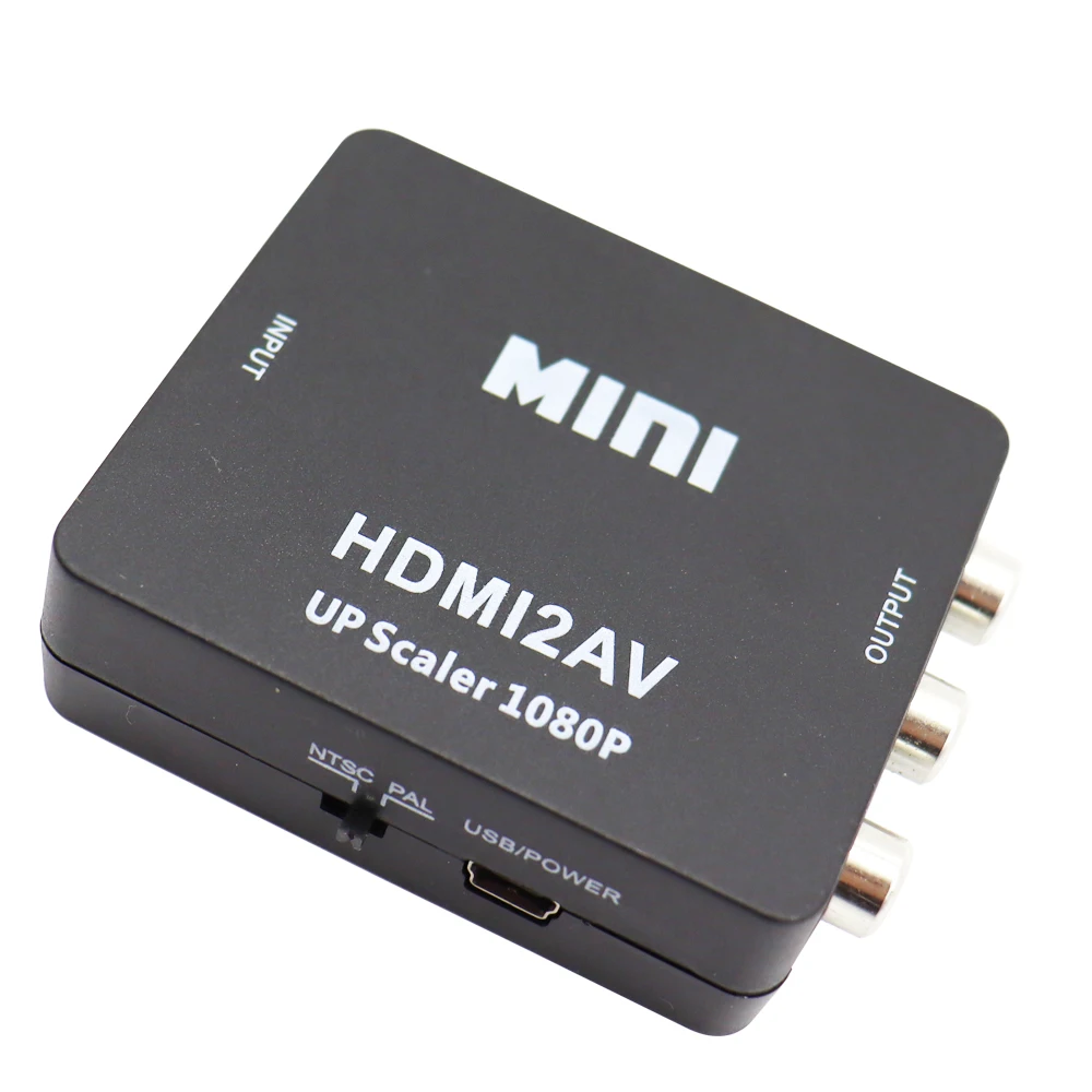 Мини-преобразователь видео HDMI2AV HD 1080P HDMI-совместимый с RCA AV/CVBS адаптер для PS3 VCR DVD