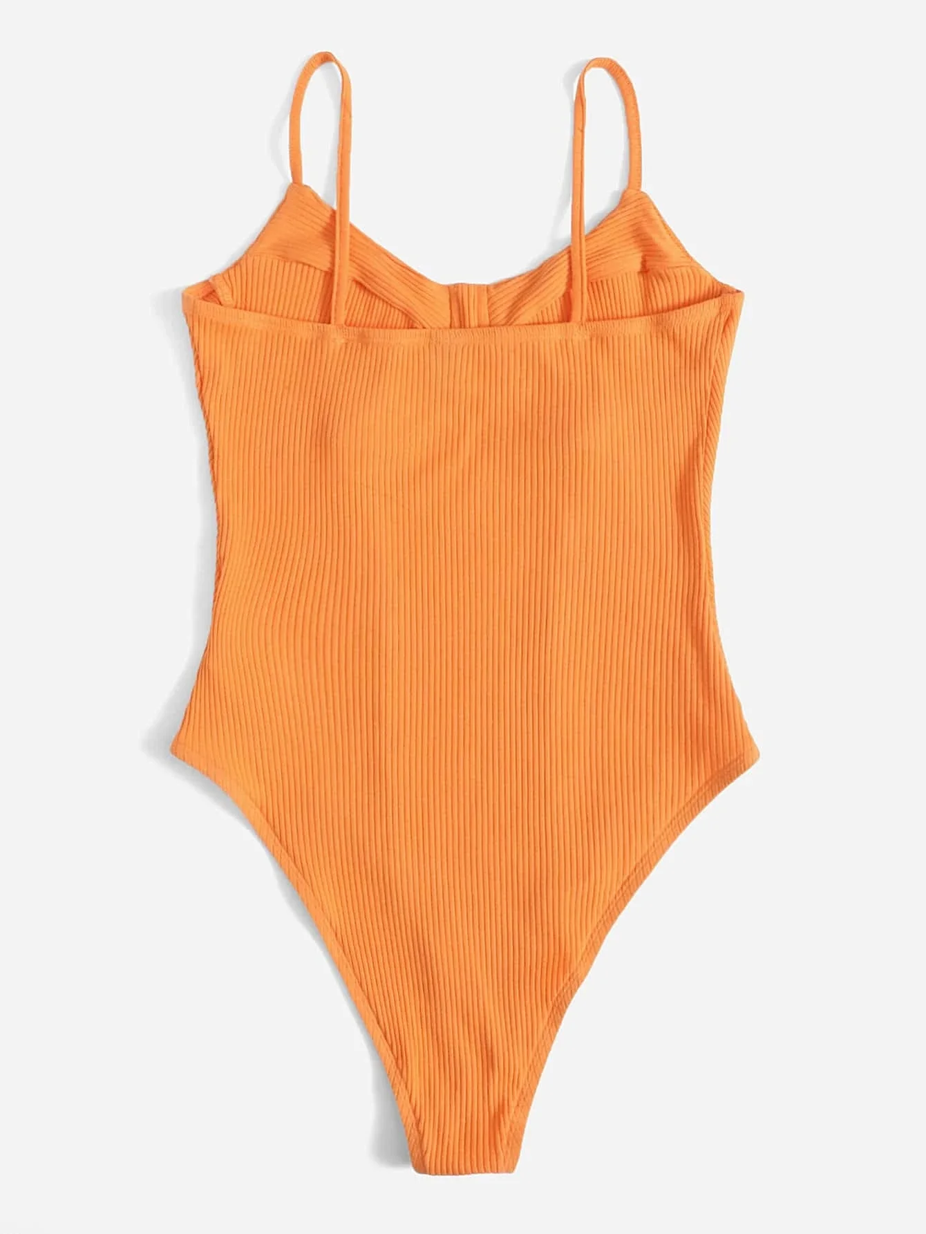 

Neon Orange Solid Bustier Rib-knit Bodysuit