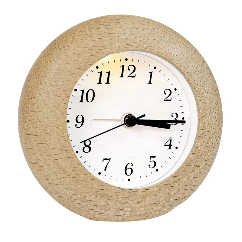 

Analogue Alarm Clock Without Ticking,Wooden Alarm Clock With Snooze,Table Clock With Night Light For Bedroom