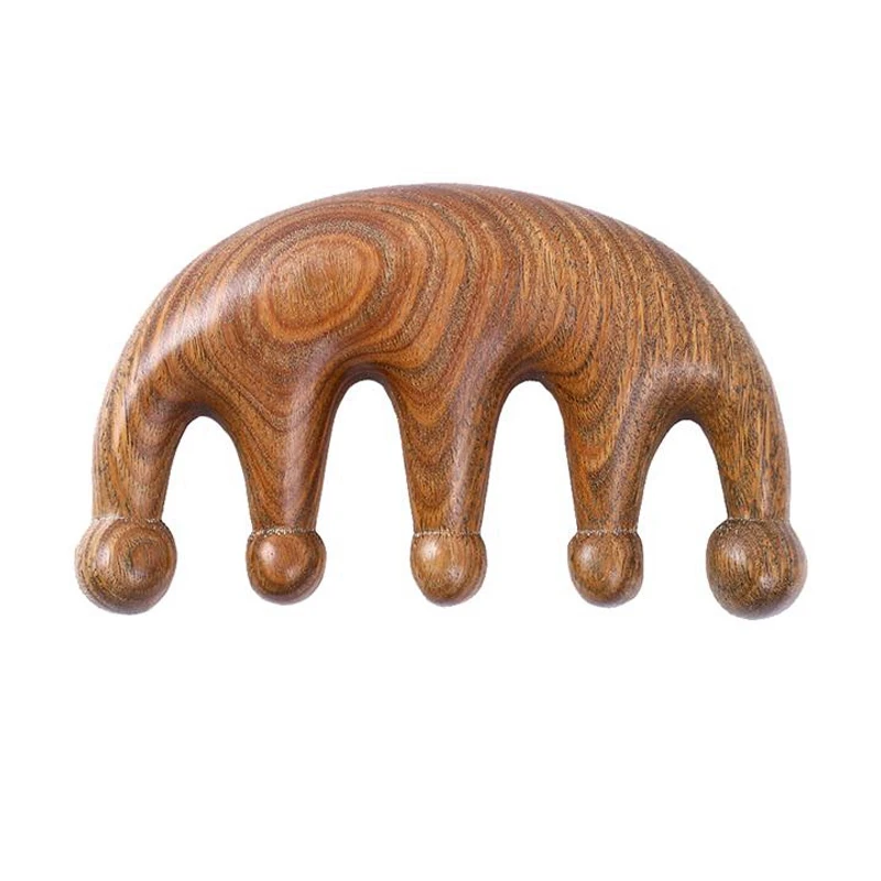 

Green Sandalwood Meridian Massage Comb Fine Tooth Rake Round Bead Comb Anti-Static Head Massage Comb