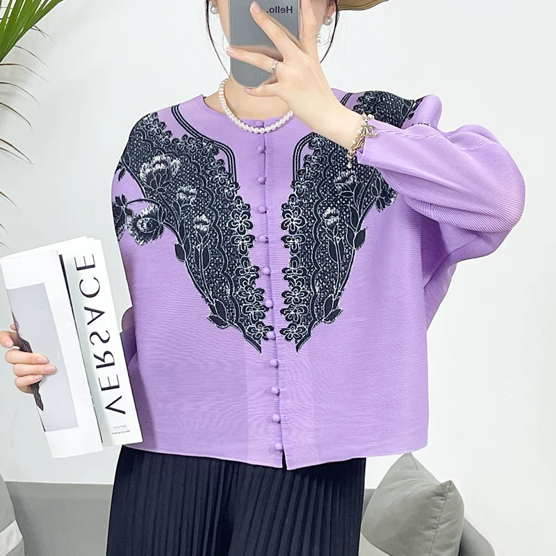 Женская плиссированная рубашка тонкая Свободная в стиле ретро с тремя пряжками