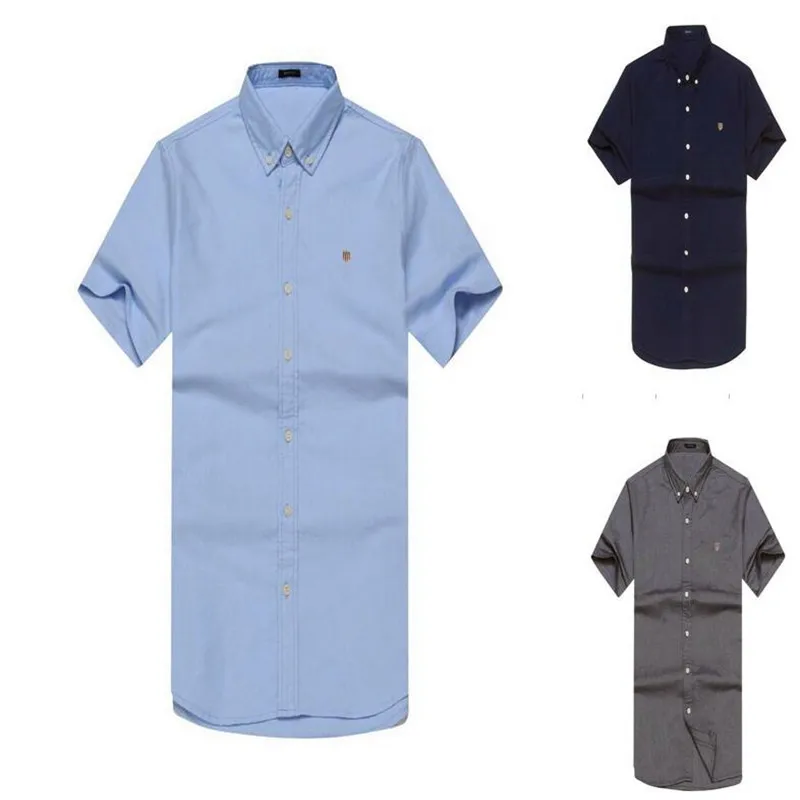 

100% Cotton, High Quality Men's Fashion Classic Gan Top, Oxford Shirt, Camisa Masculina, Short Sleeve Trend Shirt