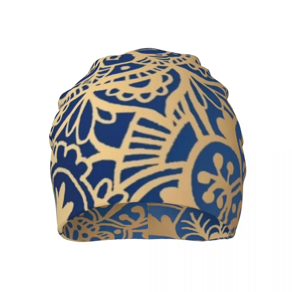 

Blue And Gold Mandala Thin Beanie Vintage Flower Print Men Women Casual Hat Kpop Four Seasons Beanies