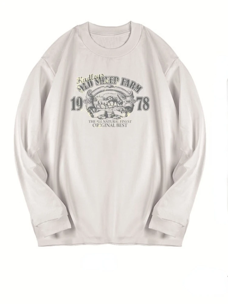 

Letter Print Sweatshirts Woman Cotton Long Sleeve Fleece Loose Women Sweatshirts 2022 Spring Casual Vintage Fashion Ladies Tops