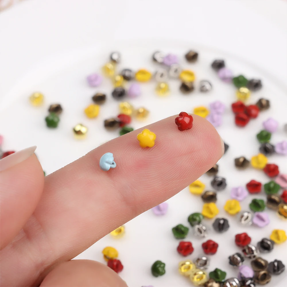 20pcs 5mm Doll Buckle Mini Buttons Metal Rose Flower Button For Blyth Dolls Bag Candy Color DIY Clothe Buckles Sewing Accessorie - купить по