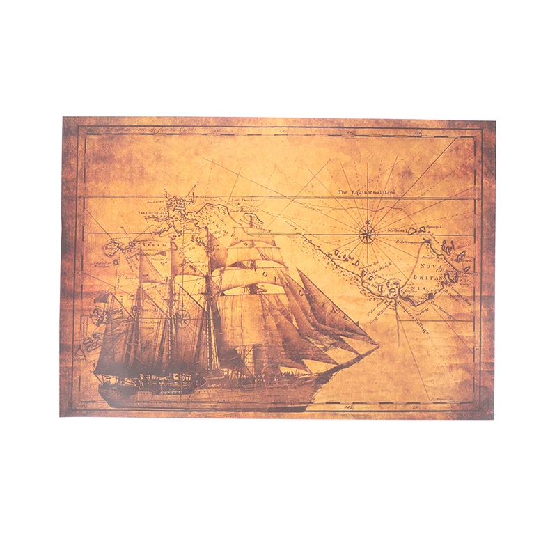 

Ancient Sailing Ship Nautical Line Kraft Poster Retro Bar Cafe Home Restaurant Decoration