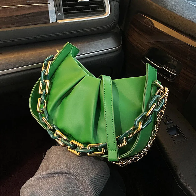 

Luxury Brand Handbags With Thick Chain Leather Shoulder Bag New Crossbody Bags For Women Designer Sac A Main Bolso Mujer Blue