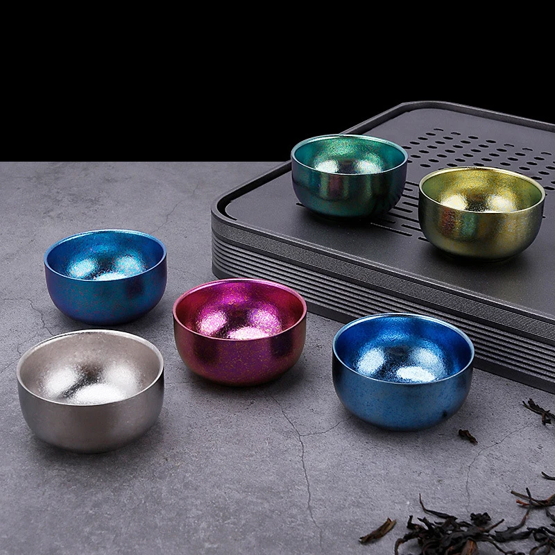 Titanium Cup Pure Tea Outdoor Camping Portable Set Storage Home Double Layer Anti Scalding Bowl