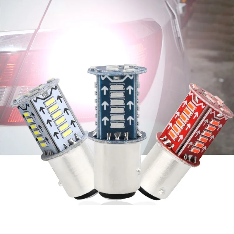 

2Pcs 1157 LED Bulbs Red Brake Strobe & DRLs Flowing 2-in-1 Fuctions 4014 SMD BAY15D LED Light for Auto Brake Lamps DRL 12V P21