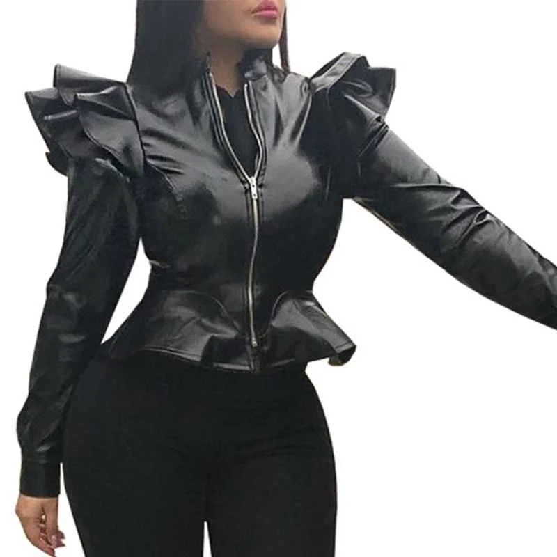 Женское однотонное пальто из искусственной кожи Женская Весенняя куртка на