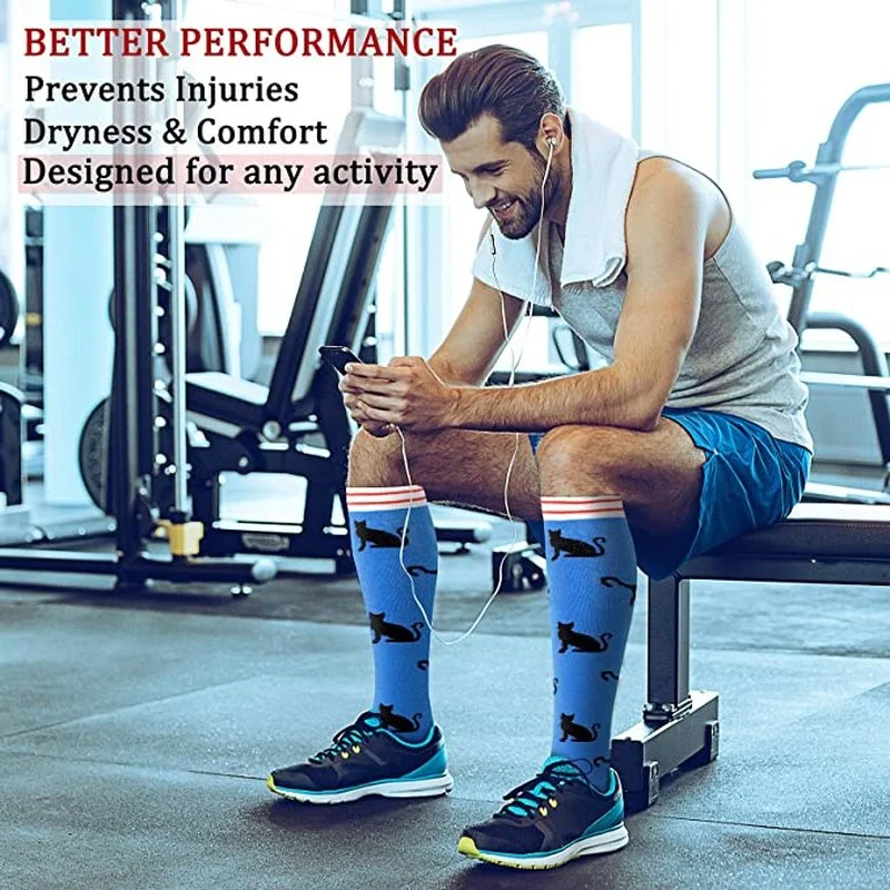 7 Pairs Compression Socks Unisex Anti Fatigue Pain Relief Knee Stockings 20-30 MmHg for Outdoor Running Pregnant Cycling Socks