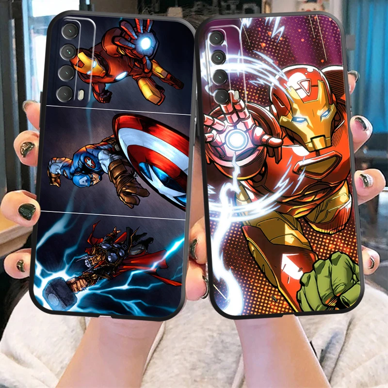 

Popular Marvel Phone Case For Huawei P Smart Z 2019 2021 P20 P20 Lite Pro P30 Lite Pro P40 P40 Lite 5G Liquid Silicon Black