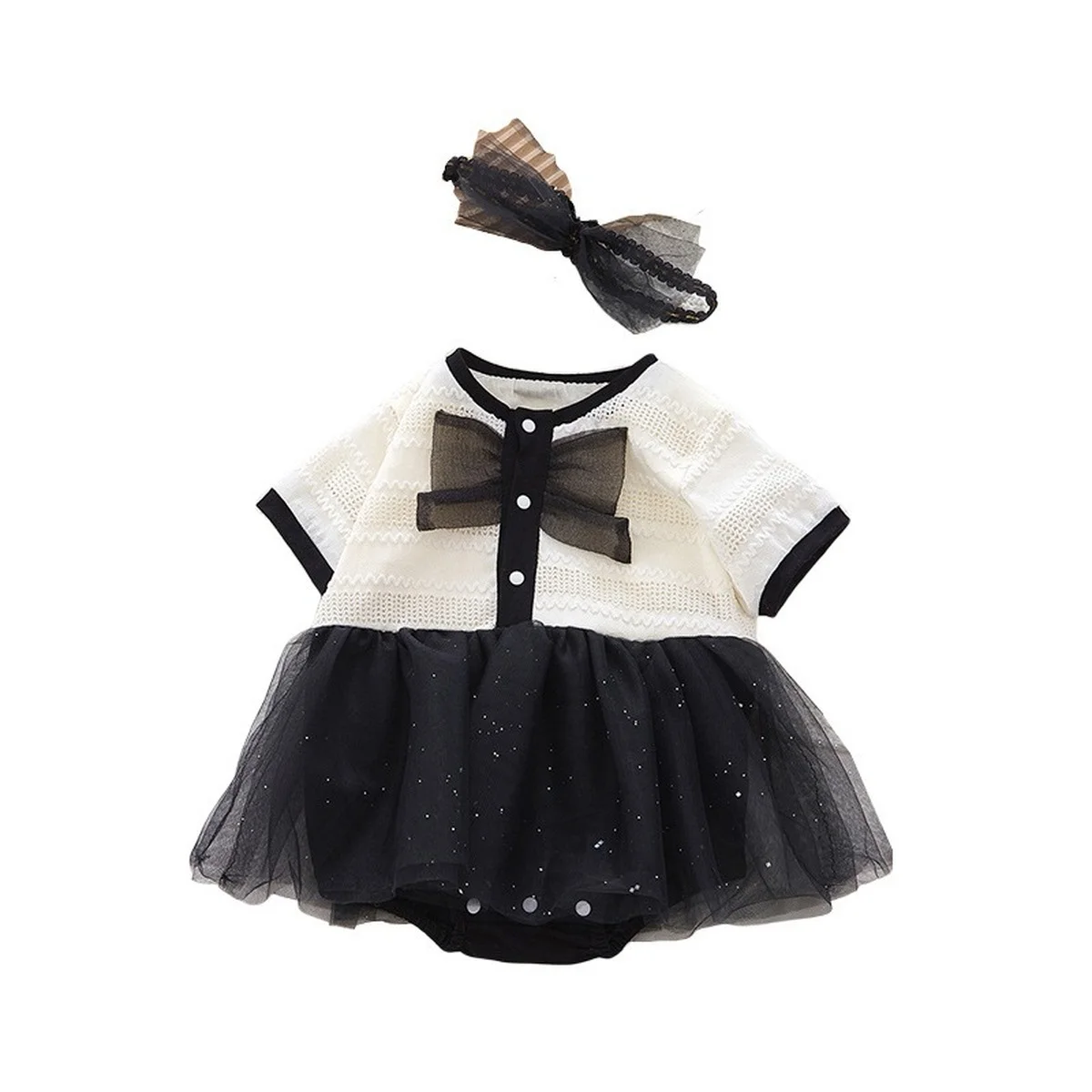 

MR.YUNYING Baby Girl Clothes Summer Short-sleeved Triangle Romper Korean Style 0-2 Years Old Baby Girl Mesh Dress Princess Skirt