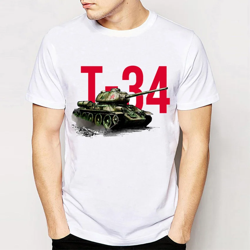 

Novelty Fashion Funny Men T-shirt World War 2 T-34 Tank Art Print T-shirt Good Quality Casual Tops Harajuku Male Tee Shirt