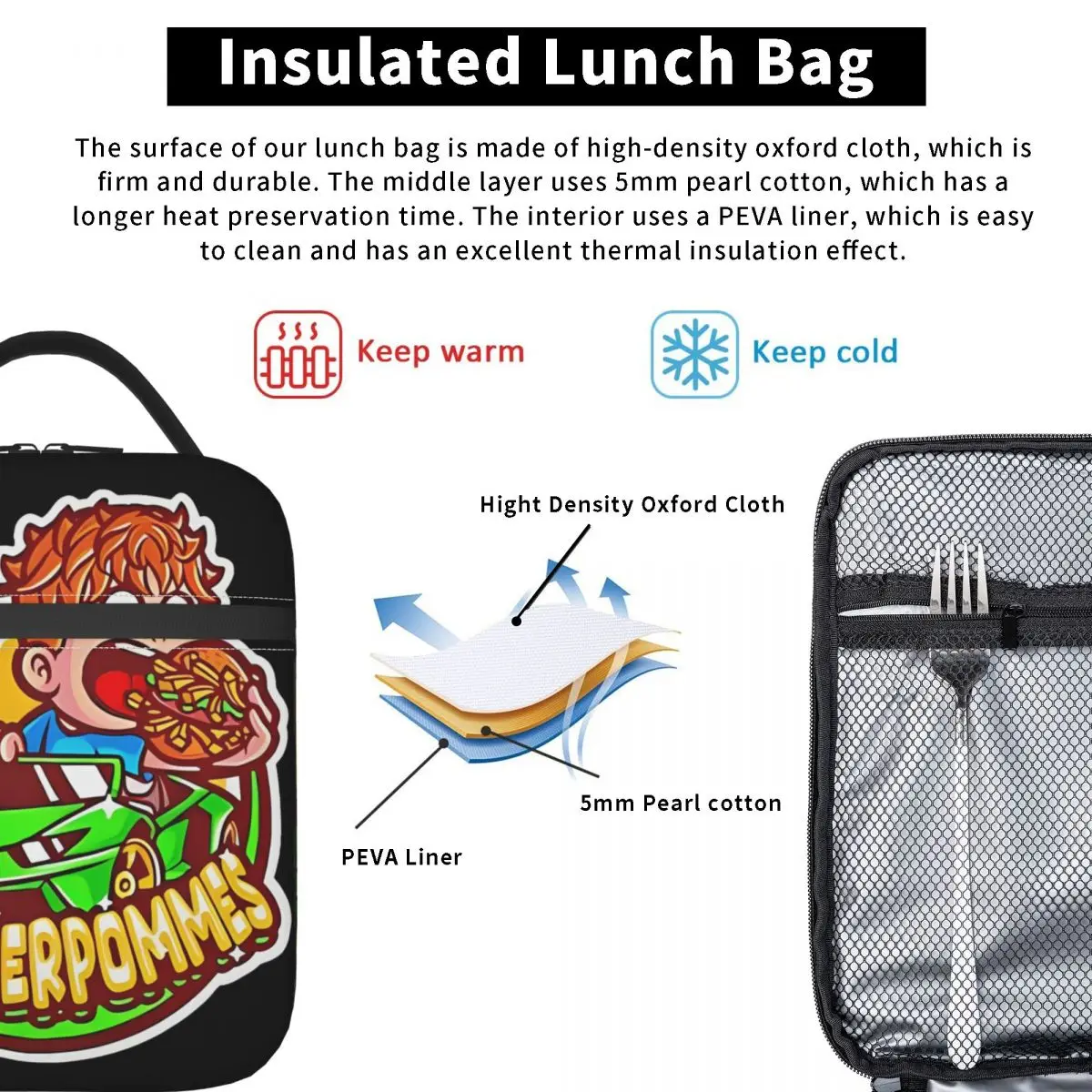 Burgerles ICrimax 2024 изолированная сумка для ланча с новыми песнями смешная мультяшная