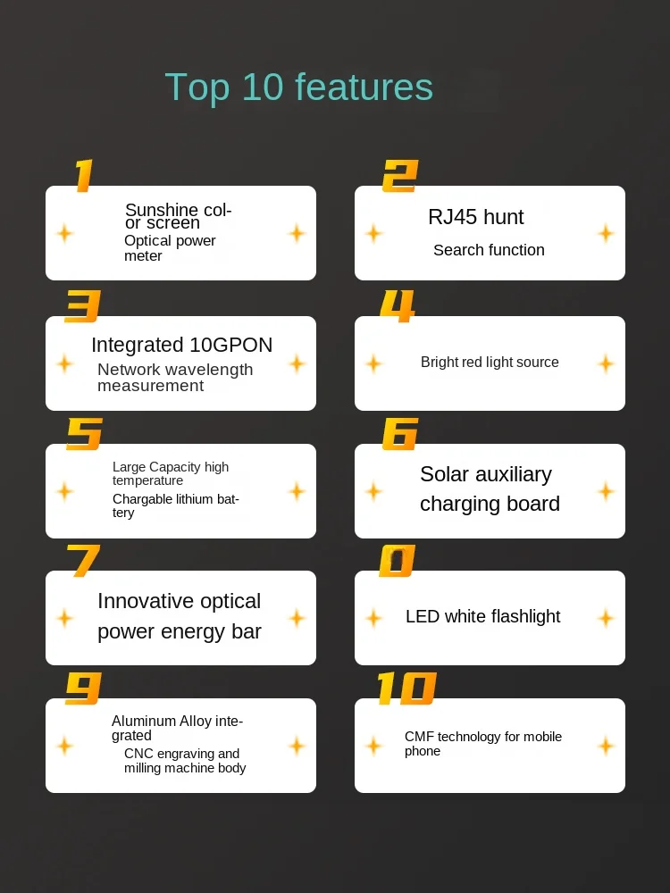 10Gpon Optical Power Meter Red Light Integrated Machine Red Light Fiber Pen Light Rechargeable Fiber Tester Network Cable