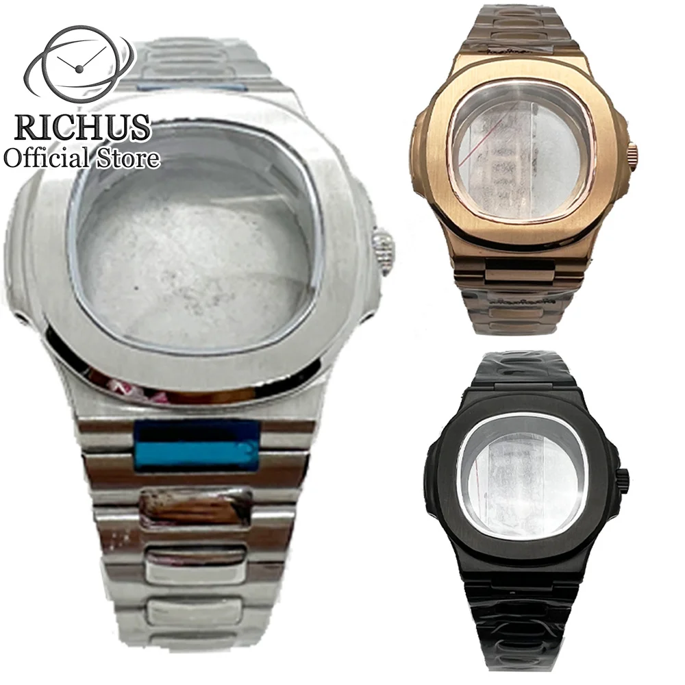 42mm Rose gold Black Watch Case  Sapphire Glass fit NH35 NH36 ETA2836 Miyota8215 8205 821A DG2813 3804 ETA2824 PT5000 ST2130