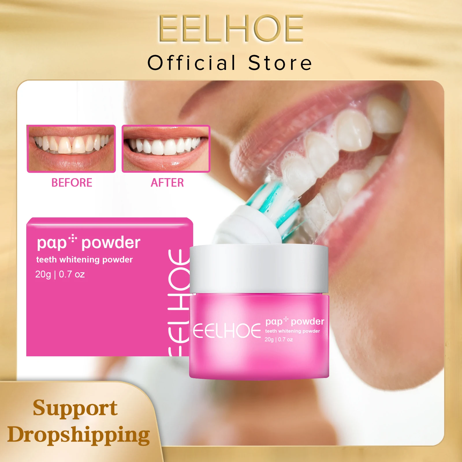 

EELHOE Teeth Whitening Powder 7 Days Remove Plaque Stains Tooth Bleach Brightening Cleansing Toothpaste Oral Hygiene Dental Care