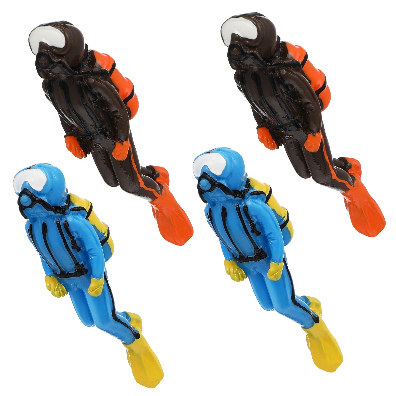 

4 Pcs Fish Tank Landscaping Frogman Diver Aquarium Decoration Ornaments Decorations Small Statues Resin Floating Decors