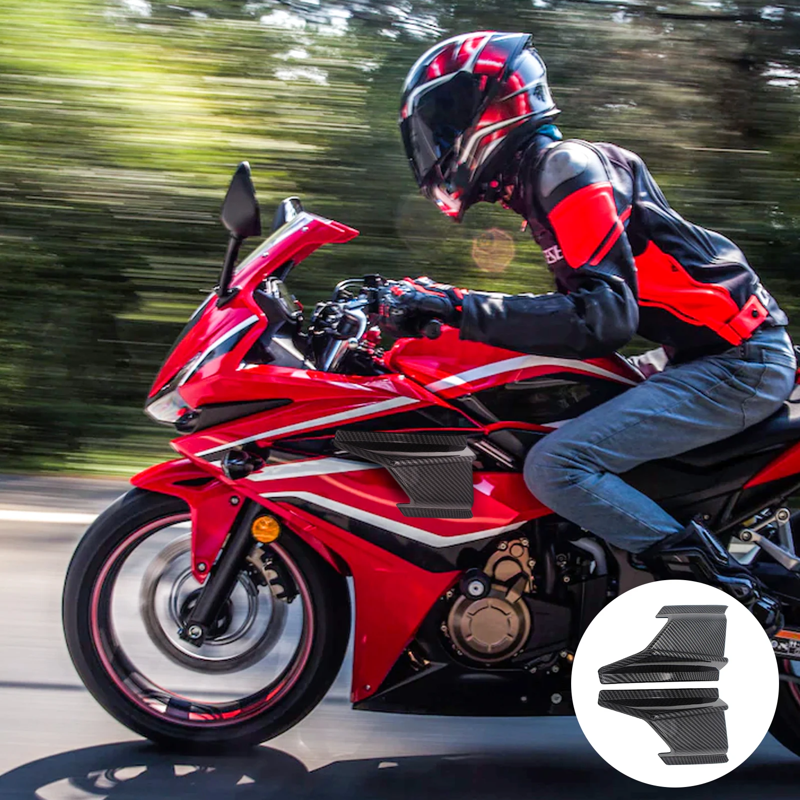 

Motorcycle Front Side Spoiler Side Wing Fixed Wind Wing Deflector Fairing Accessories Easy To Install Modified Body Decoration