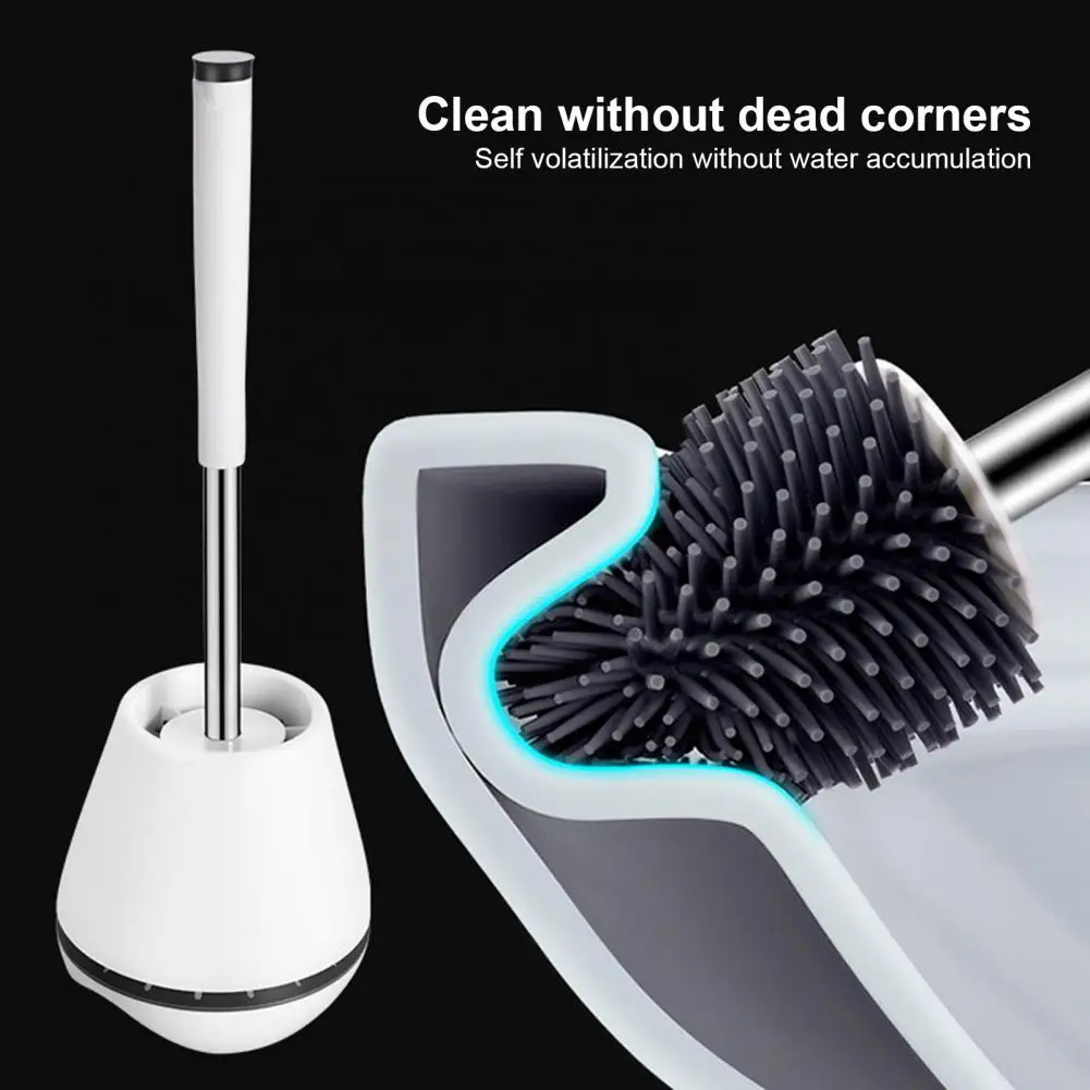 

Bathroom Supplies Toilet Brush Set with Long Handle Fine Bristles Base Holder Effective Stain Removal Tool for Bathroom Floors