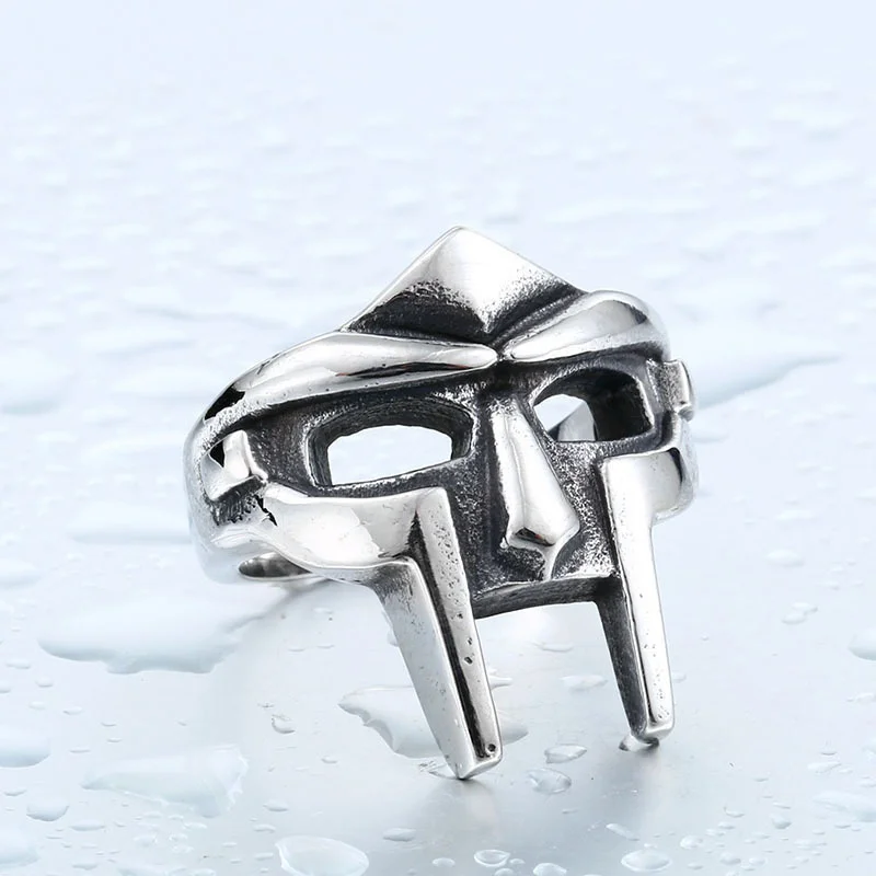 Gothic Mf Doom Mask Open Ring For Men Gladiator Egyptian Pharaoh Boys Adjustable Knuckle Rings Jewelry Anillos De Hombre