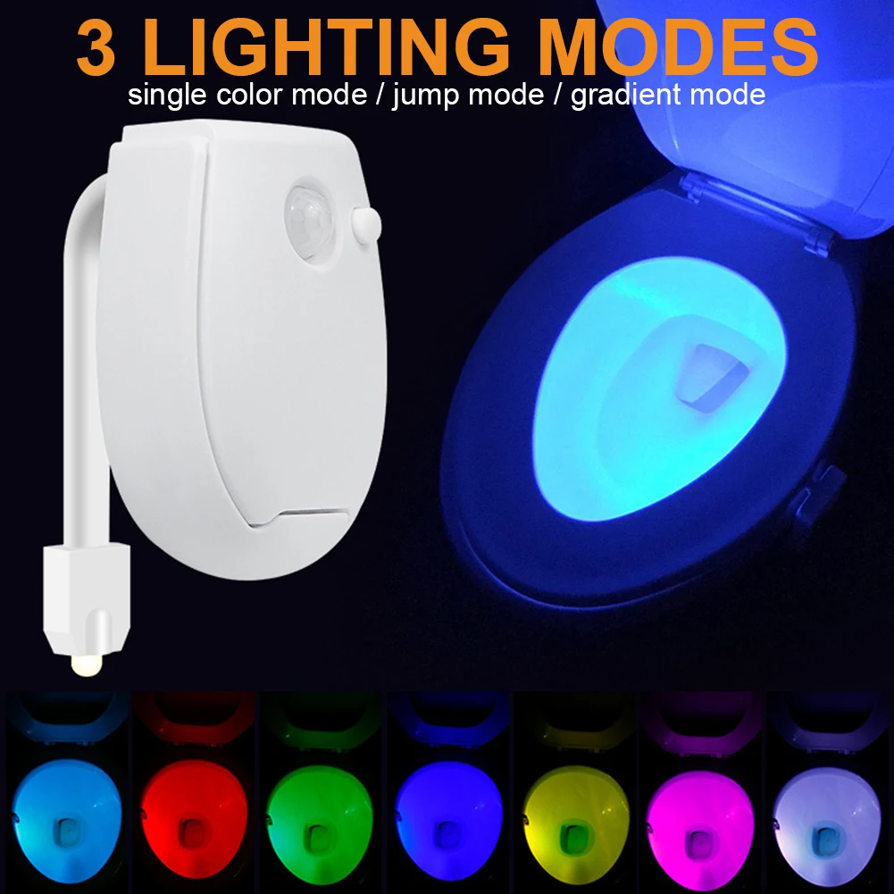 

Toilet Night Light PIR Motion Sensor Toilet Lights LED Washroom Night Lamp 8 Colors Toilet Bowl Lighting For Bathroom Washroom
