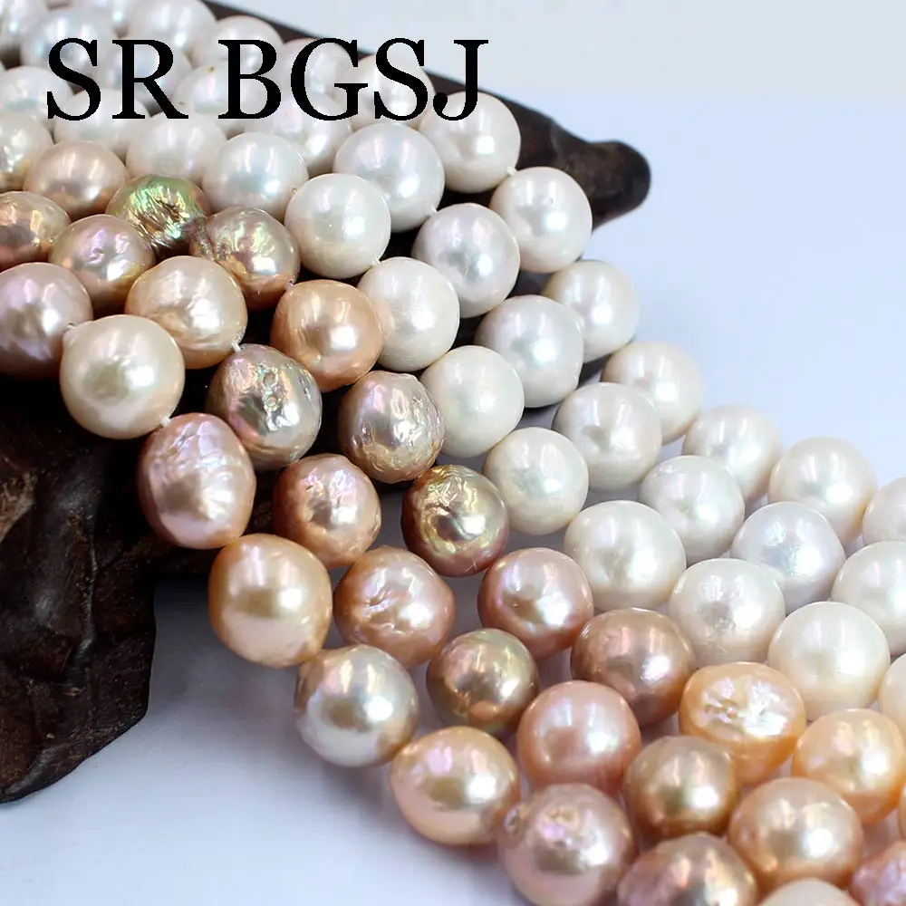 

Free Shipping 9-11mm Nearly Round Edsion Natural Freshwater Pearl Spacer Loose DIY Beads Strand 14"