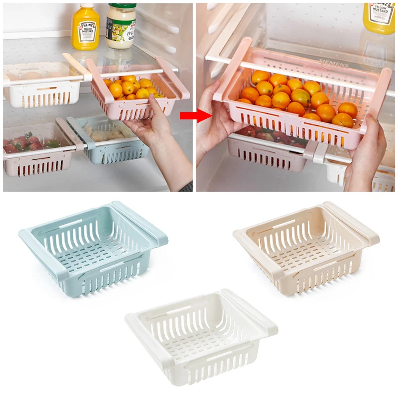 

Home Multifunctional Retractable Refrigerator Storage Box Fruit Egg Food Organizer Basket Refrigerator Shelf Kitchen Accessories