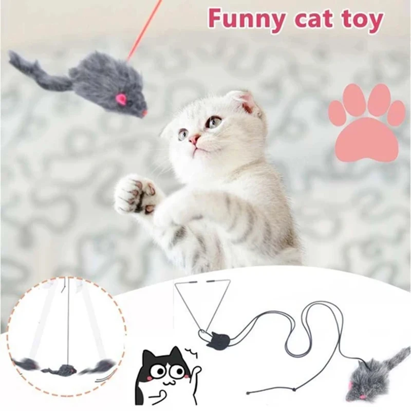

Cat Scratch Rope Mouse Hanging Retractable Cat Toy Teasing Cat Self-playing Stick Elastic Rope Pet Supplies For Home xqmg
