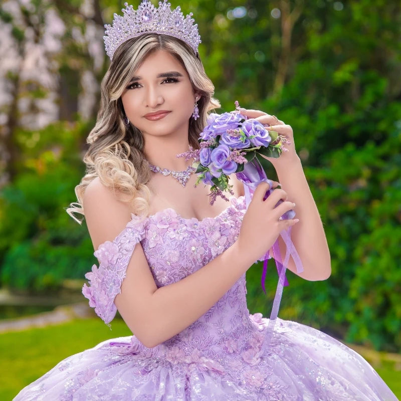 Лавандовые блестящие платья Quinceanera милые принцессы для девочек 16 лет вечерние